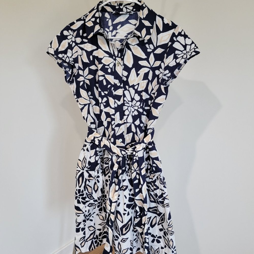 DVF Scarlet Mixed Print Cotton Shirtdress size 10